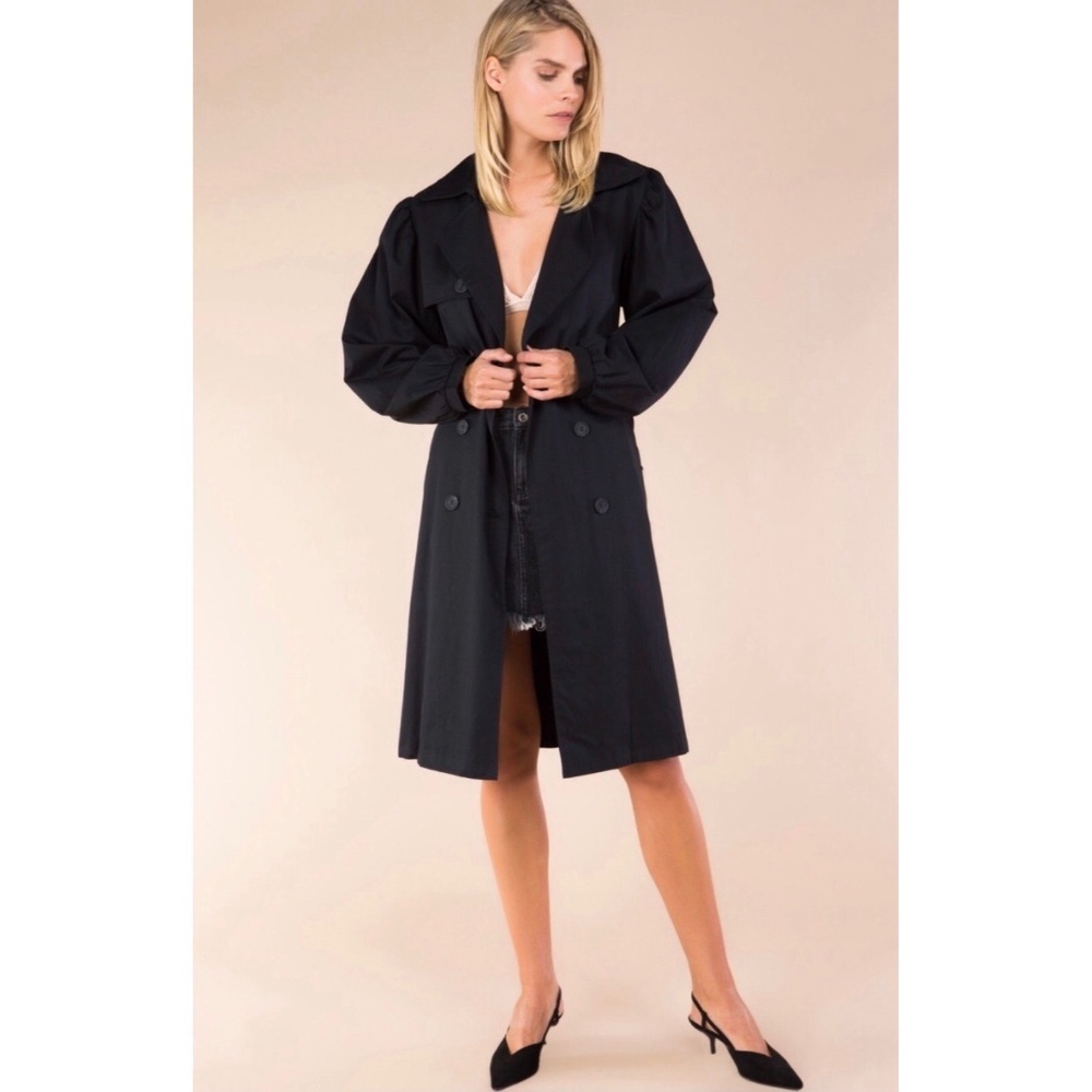 POL Classic Black Double Breasted Trench Coat - Picture 6 of 8